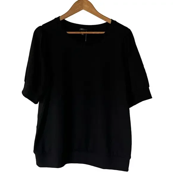 Torrid Short Sleeve Top Embroidered Star Pattern Black M L New - Picture 7 of 12